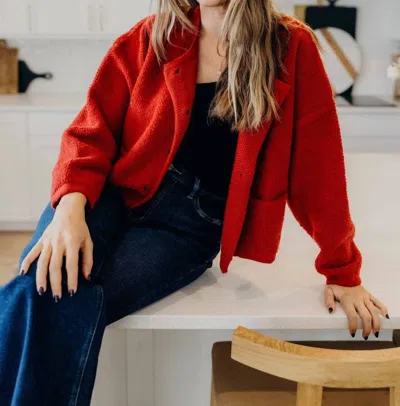 Mikarose Button Front Cardigan In Ribbon Red
