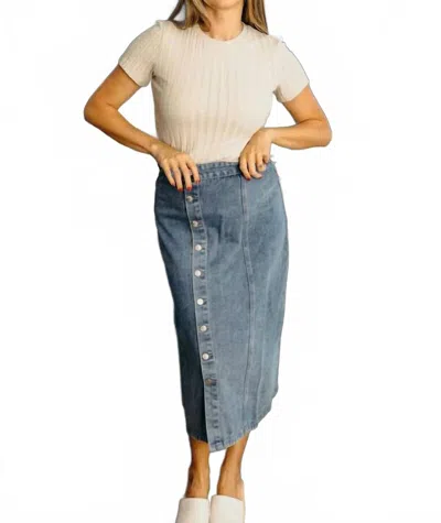 Mikarose Button Front Skirt In Blue In Transparent