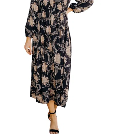 Mikarose Cambry Mid Dress In Black Swirl In Multi