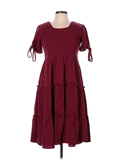 Pre-owned Mikarose Casual Dress In Burgundy