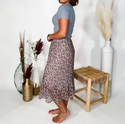Mikarose Cottage Rose Blossom Floral Skirt In Rust
