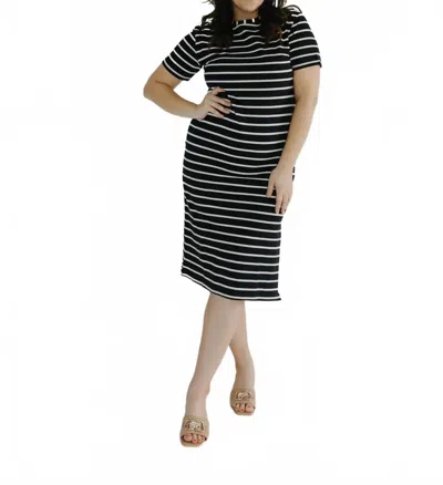 Mikarose Crew Neckline Midi Dress In Black