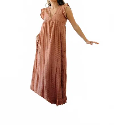 Mikarose Dutton Dress In Light Coral Eyelet In Brown