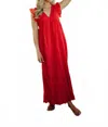 Mikarose Dutton V-neck Maxi Dress In Hibiscus Eyelet In Red