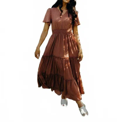 Mikarose Eden Dress In Hearthstone Stripe In Brown