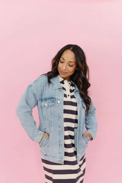Mikarose Elodie Denim Jacket In Light Wash In Blue