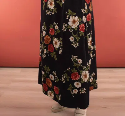 Mikarose Floral Maxi Slip Skirt In Midnight Navy In Blue