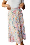 Mikarose Floral Midi Slip Skirt In Carnival Bouquet In Multi