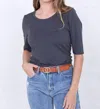 Mikarose Half Sleeve Crew Neck Tee In Castlerock In Gray