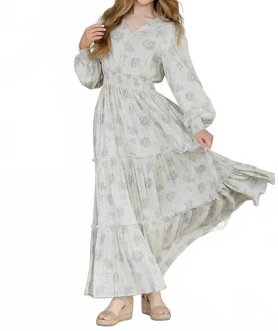 Mikarose Jacey Midi Dress In Blue Ivory In Gray