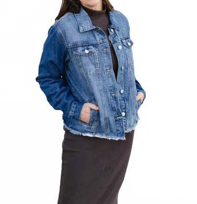 Mikarose Janice Denim Jacket In Dark Wash In Black