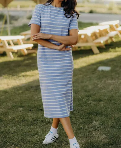 Mikarose Jett Midi Dress In Vista Blue Stripe
