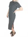 Mikarose Jett Stripe Dress In Black/white In Multi