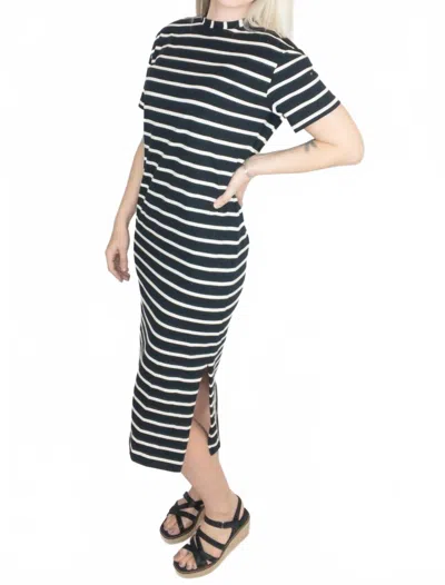 Mikarose Jett Stripe Dress In Black/white In Multi