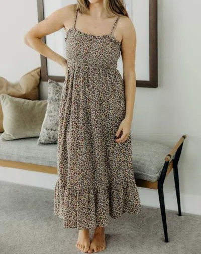 Mikarose Jones Square Neck Midi Dress In Golden Harvest In Multi