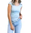 Mikarose Layering Cap Sleeve Crew Neck Top In Starlight Blue In Blue