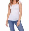 Mikarose Layering Cap Sleeve Icrew Neck Top In White In White