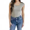 Mikarose Layering Cap Sleeve Top In Moss In Green