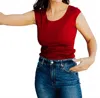 Mikarose Layering Cap Sleeve Top In Ruby Red In Red