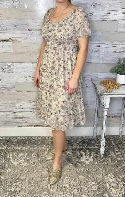 Mikarose Lennon Dress In Whiper Gray Floral In Multi