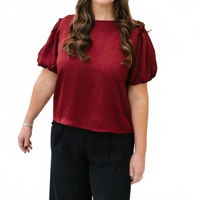 Mikarose Lenora Puff Sleeves Top In Burgundy