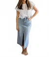 Mikarose Maxi Denim Skirt In Faded Classic In Blue