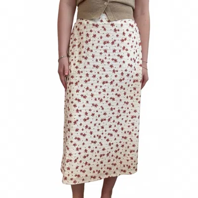Mikarose Meadow Textured Midi Skirt In Cream In White