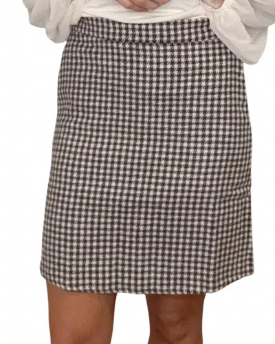 Mikarose Olivine Mini Skirt In Brown/cream Houndstooth
