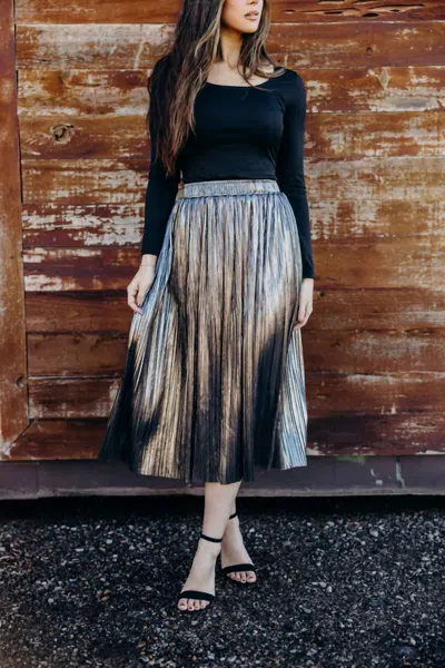 Mikarose Pleated Skirt In Metallic In Multi