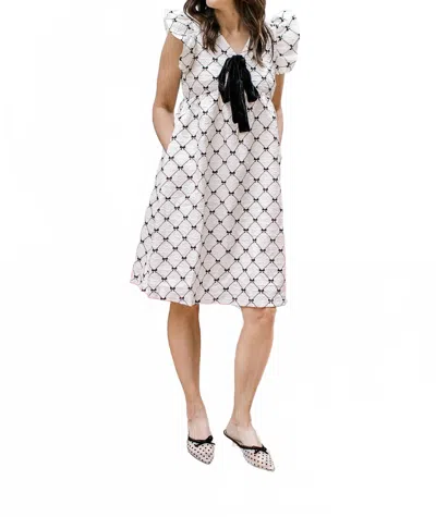Mikarose Rumi Dress In Ivory Black Bows In White
