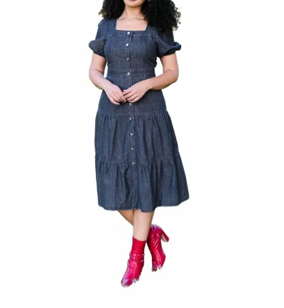 Mikarose Salome Midi Dress In Black In Blue
