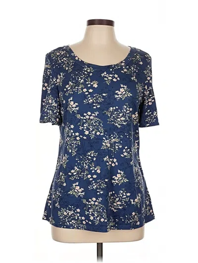 Pre-owned Mikarose Short Sleeve Top Blue Scoop Neck Tops