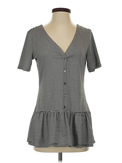 Pre-owned Mikarose Short Sleeve Top Gray Sweetheart Neckline Tops