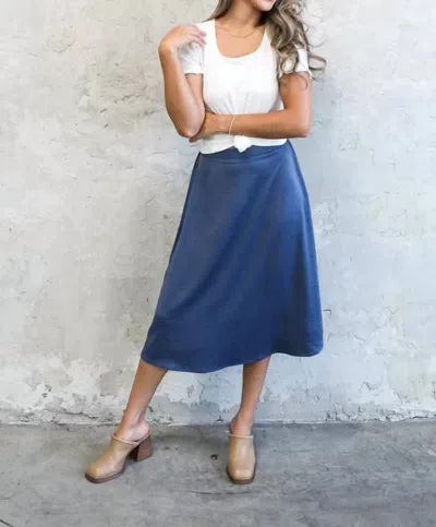 Mikarose Silk Midi Skirt In Heritage Blue