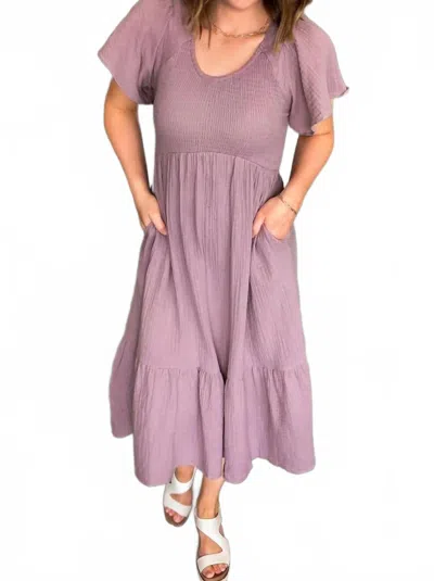 Mikarose Smocked Midi Dress In Lilac Breeze In Purple