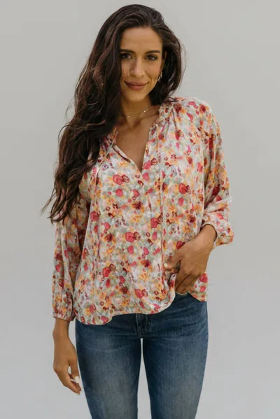 Mikarose Sunday Bloom Blouse In Rose Floral In Multi