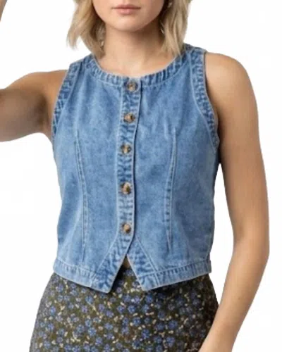 Mikarose Tailored Button-front Denim Vest In Blue