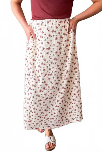 Mikarose Textured Midi Floral Skirt In Beige In Neutral
