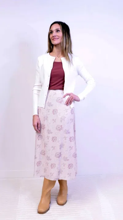 Mikarose Victorian Midi Skirt In Rose Floral In Multi