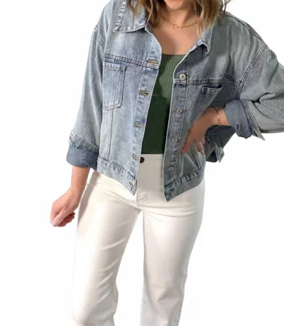 Mikarose Vintage Cropped Denim Jacket In Light Wash In Blue
