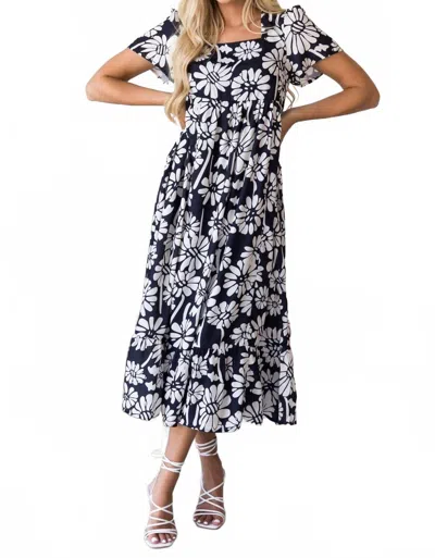 Mikarose Wendy Squareneck Midi Dress In Black