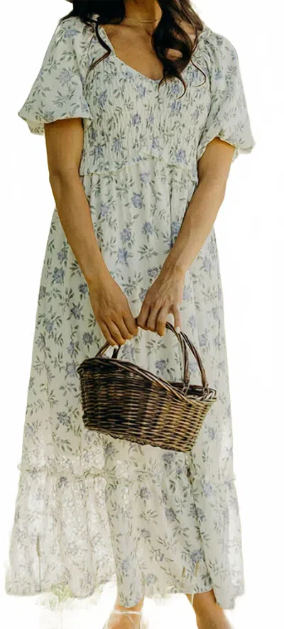 Mikarose Wisteria Bud Jensen Dress In White Floral In Animal Print