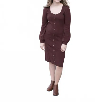 Mikarose Women's Jodi Fitted Button Dress In Brown In Purple