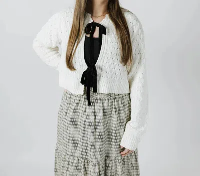 Mikarose Yarn Knit Cardi Top In Marshmallow In White