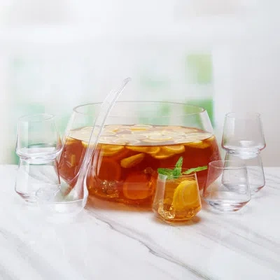 Mikasa Akimbo 8-piece 11-quart Punch Bowl Set With Acrylic Ladle In Clear