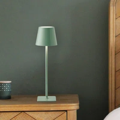 Mikasa Aline Metal Led Rechargeable Lamp, Sage, 15 Inch In Green