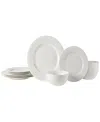 Mikasa Ashlyn Vegan Bone Chip Resistant 12 Piece Dinnerware Set, Service For 4 In White