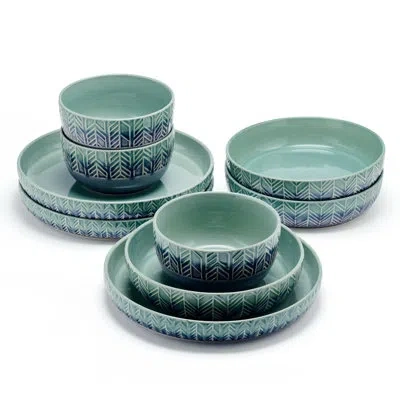 Mikasa Austyn 9-piece Dinnerware Bowl Set, Service For 3 In Blue;gray