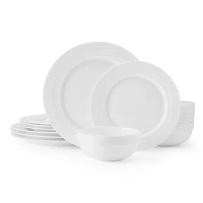 Mikasa Bentlee 12-piece Lightweight Chip-resistant Bone China Dinnerware Set, Service For 4 In White