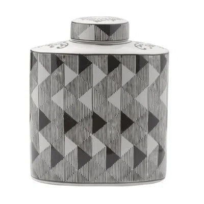 Mikasa Black And White Diamond 10.5 In. Ceramic Canister In Black;gray